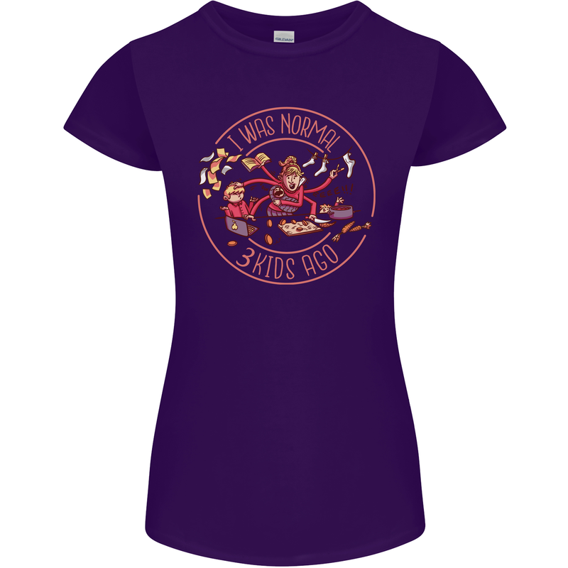Mother's Day I Was Normal Three Kids Ago Womens Petite Cut T-Shirt Purple