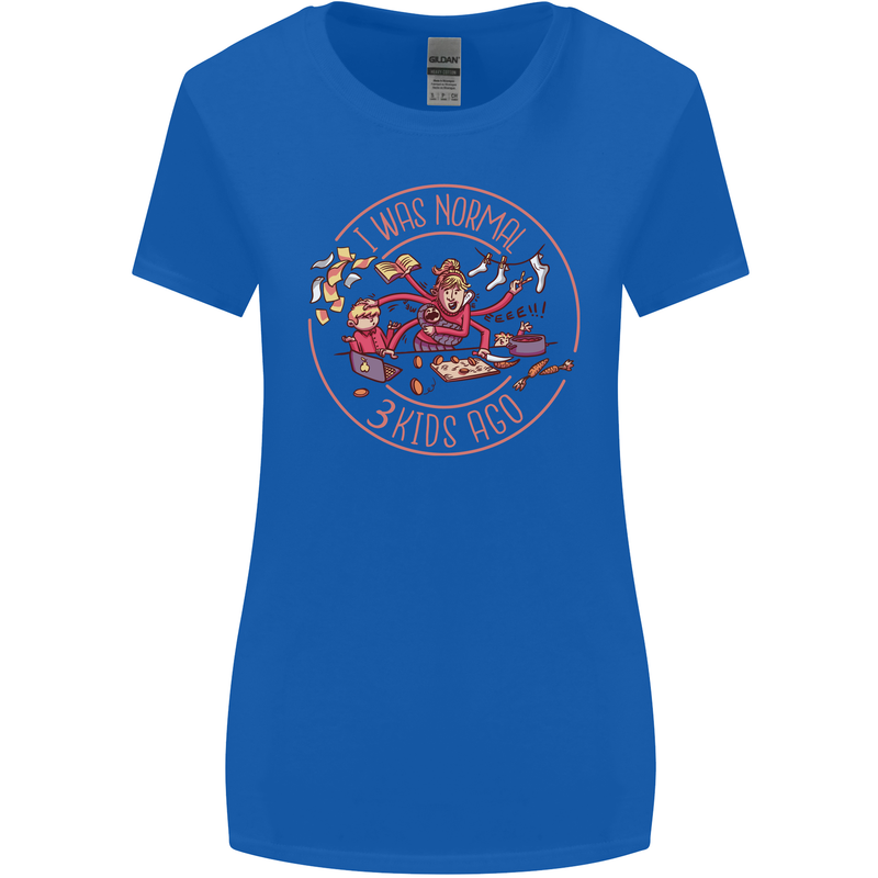 Mother's Day I Was Normal Three Kids Ago Womens Wider Cut T-Shirt Royal Blue