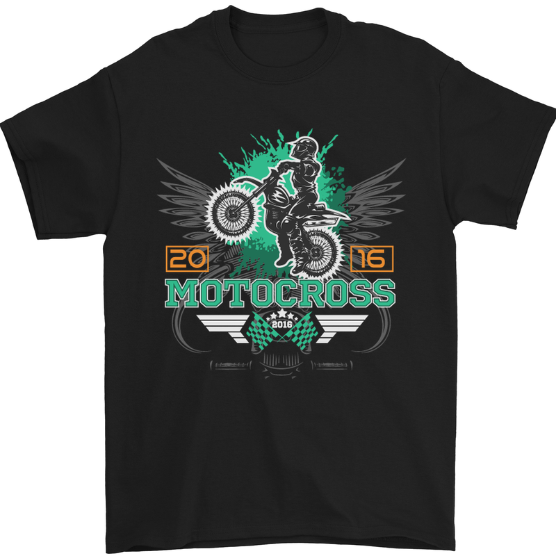 Motocross 2016 Motorbike Motorcycle Mens T-Shirt Cotton Gildan Black