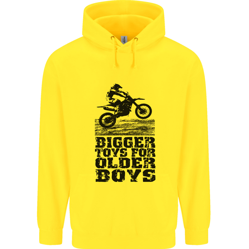 Motocross Bigger Toys Older Boys MotoX Mens 80% Cotton Hoodie Yellow