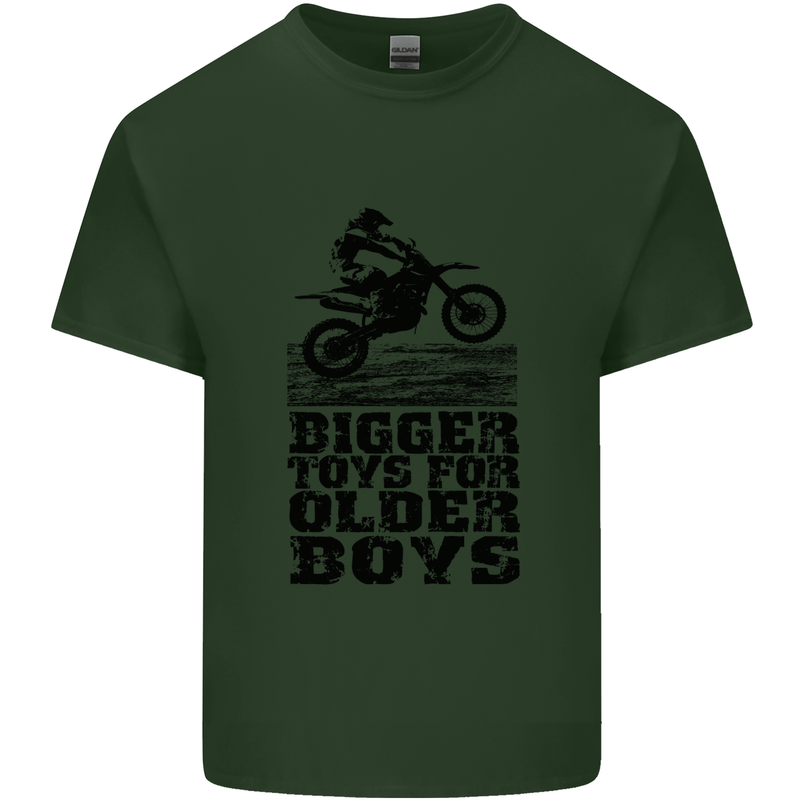 Motocross Bigger Toys Older Boys MotoX Mens Cotton T-Shirt Tee Top Forest Green