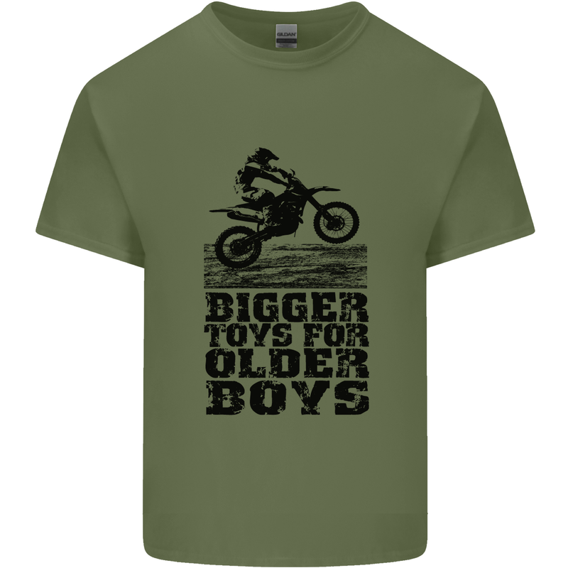 Motocross Bigger Toys Older Boys MotoX Mens Cotton T-Shirt Tee Top Military Green
