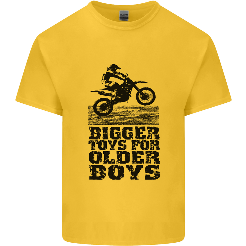 Motocross Bigger Toys Older Boys MotoX Mens Cotton T-Shirt Tee Top Yellow