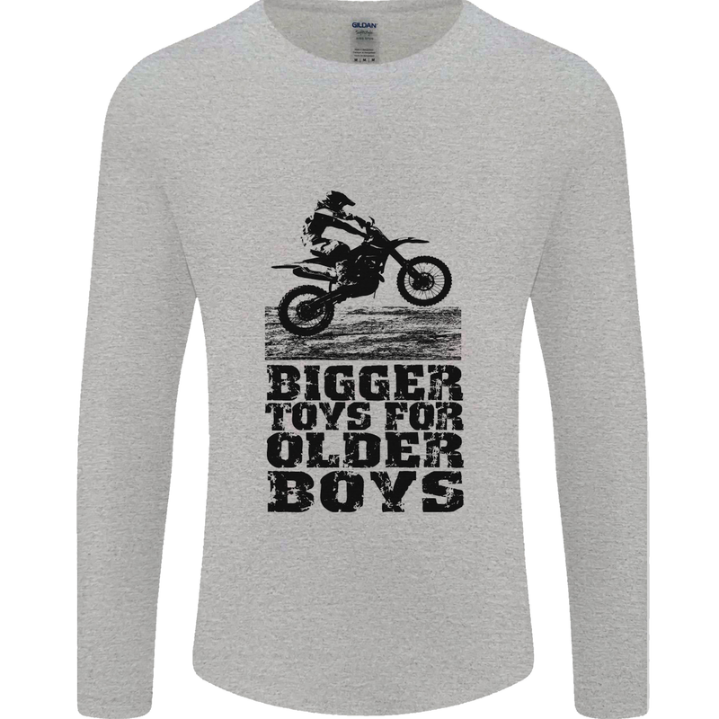 Motocross Bigger Toys Older Boys MotoX Mens Long Sleeve T-Shirt Sports Grey