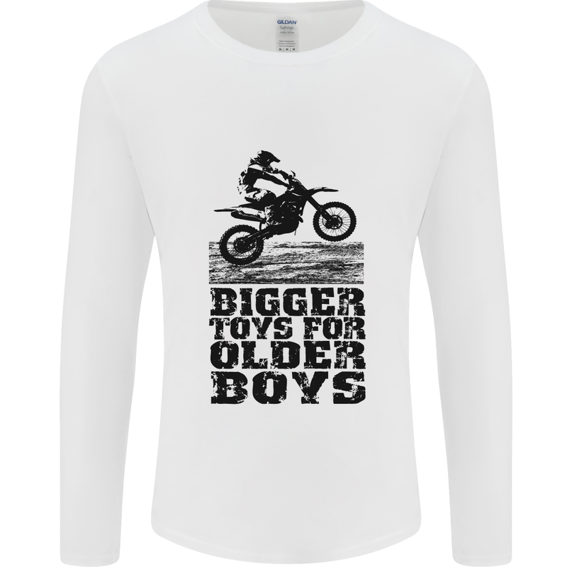 Motocross Bigger Toys Older Boys MotoX Mens Long Sleeve T-Shirt White