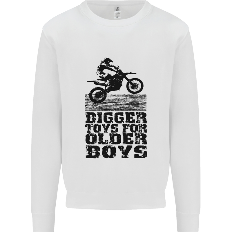 Motocross Bigger Toys Older Boys MotoX Mens Sweatshirt Jumper White