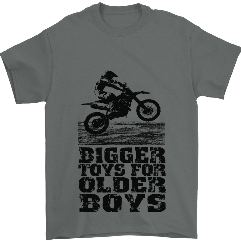 Motocross Bigger Toys Older Boys MotoX Mens T-Shirt Cotton Gildan Charcoal