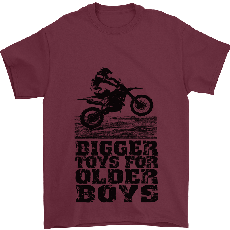 Motocross Bigger Toys Older Boys MotoX Mens T-Shirt Cotton Gildan Maroon