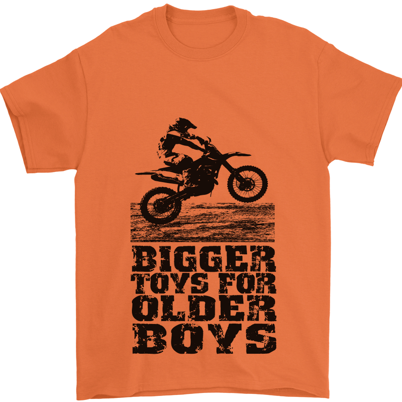 Motocross Bigger Toys Older Boys MotoX Mens T-Shirt Cotton Gildan Orange