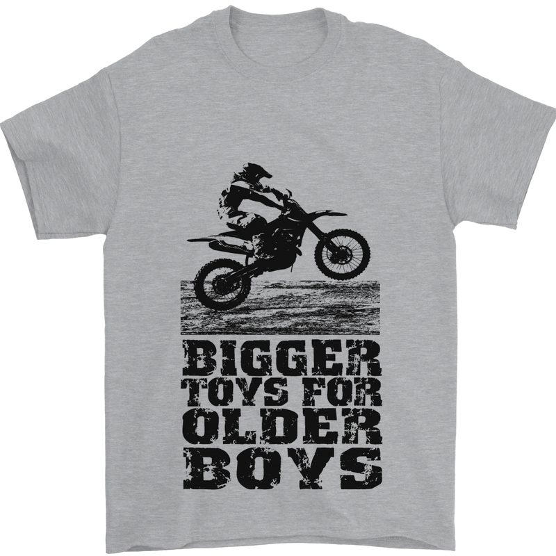 Motocross Bigger Toys Older Boys MotoX Mens T-Shirt Cotton Gildan Sports Grey