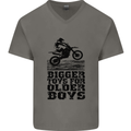 Motocross Bigger Toys Older Boys MotoX Mens V-Neck Cotton T-Shirt Charcoal