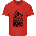 Motocross Bigger Toys Older Boys MotoX Mens V-Neck Cotton T-Shirt Red