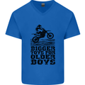 Motocross Bigger Toys Older Boys MotoX Mens V-Neck Cotton T-Shirt Royal Blue