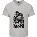 Motocross Bigger Toys Older Boys MotoX Mens V-Neck Cotton T-Shirt Sports Grey