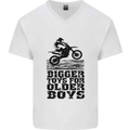 Motocross Bigger Toys Older Boys MotoX Mens V-Neck Cotton T-Shirt White
