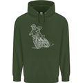 Motocross Bike Line Drawing Dirt Bike MotoX Childrens Kids Hoodie Forest Green
