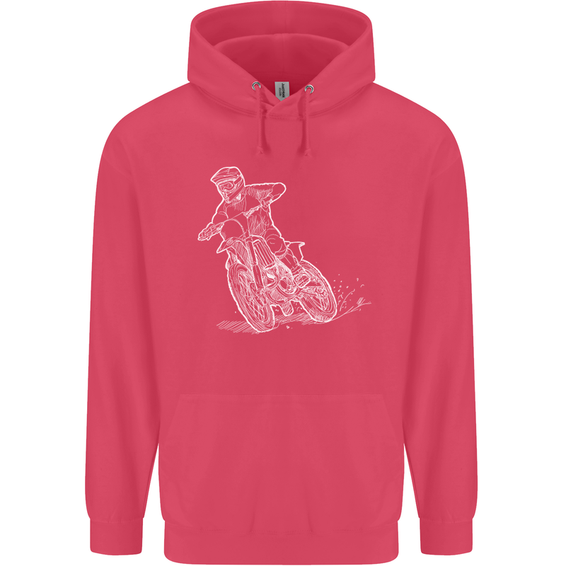 Motocross Bike Line Drawing Dirt Bike MotoX Childrens Kids Hoodie Heliconia