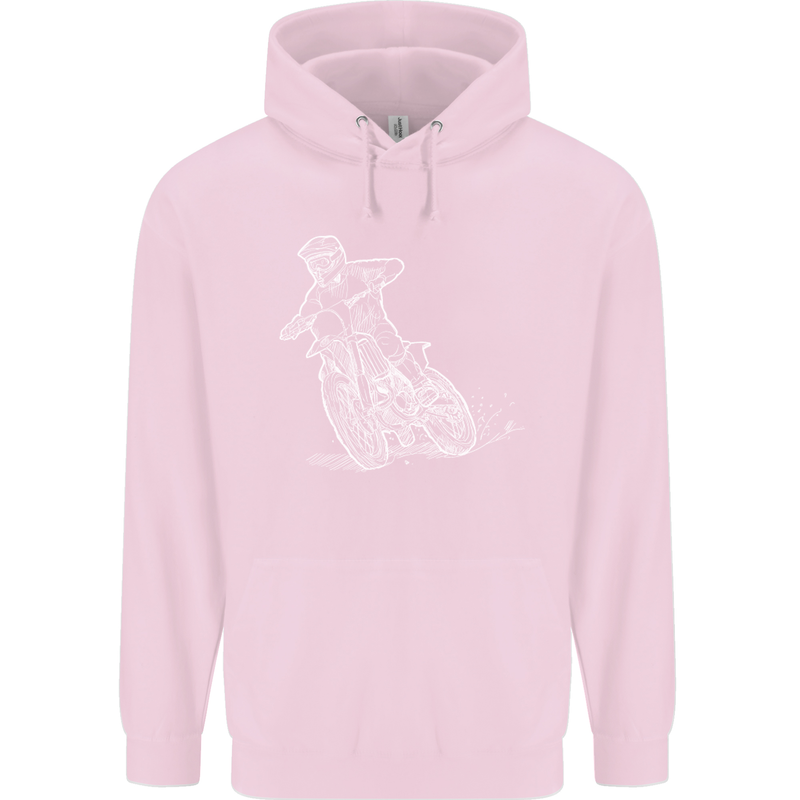 Motocross Bike Line Drawing Dirt Bike MotoX Childrens Kids Hoodie Light Pink