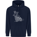Motocross Bike Line Drawing Dirt Bike MotoX Childrens Kids Hoodie Navy Blue