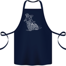 Motocross Bike Line Drawing Dirt Bike MotoX Cotton Apron 100% Organic Navy Blue