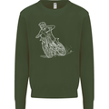 Motocross Bike Line Drawing Dirt Bike MotoX Kids Sweatshirt Jumper Forest Green