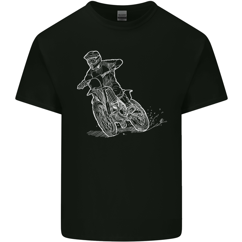 Motocross Bike Line Drawing Dirt Bike MotoX Kids T-Shirt Childrens Black