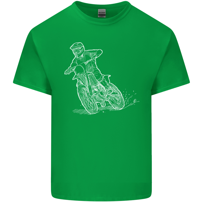 Motocross Bike Line Drawing Dirt Bike MotoX Kids T-Shirt Childrens Irish Green