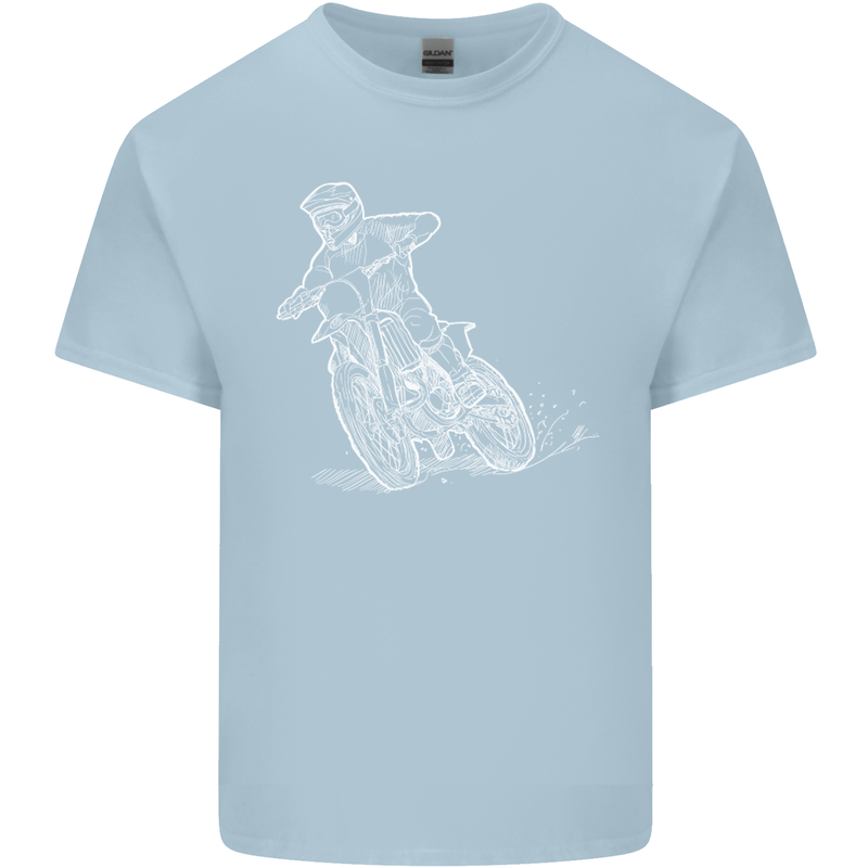 Motocross Bike Line Drawing Dirt Bike MotoX Kids T-Shirt Childrens Light Blue