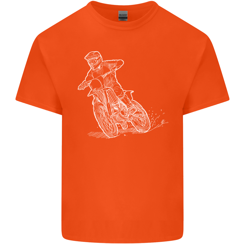 Motocross Bike Line Drawing Dirt Bike MotoX Kids T-Shirt Childrens Orange
