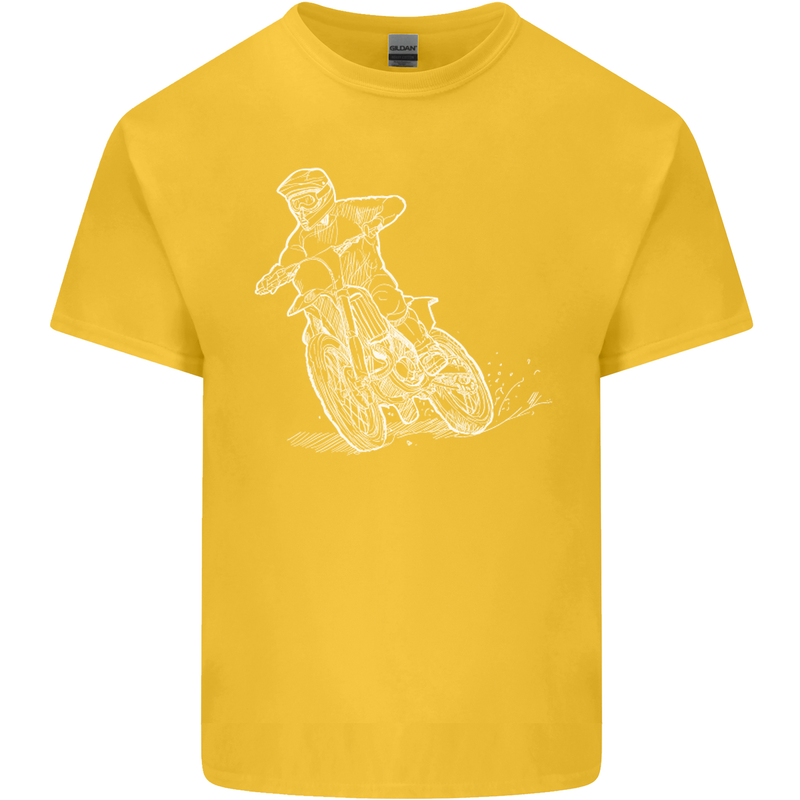 Motocross Bike Line Drawing Dirt Bike MotoX Kids T-Shirt Childrens Yellow