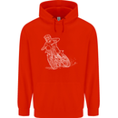 Motocross Bike Line Drawing Dirt Bike MotoX Mens 80% Cotton Hoodie Bright Red