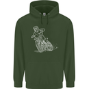 Motocross Bike Line Drawing Dirt Bike MotoX Mens 80% Cotton Hoodie Forest Green