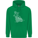 Motocross Bike Line Drawing Dirt Bike MotoX Mens 80% Cotton Hoodie Irish Green