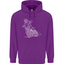 Motocross Bike Line Drawing Dirt Bike MotoX Mens 80% Cotton Hoodie Purple