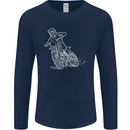 Motocross Bike Line Drawing Dirt Bike MotoX Mens Long Sleeve T-Shirt Navy Blue