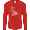 Motocross Bike Line Drawing Dirt Bike MotoX Mens Long Sleeve T-Shirt Red