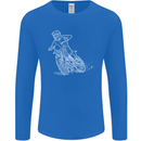 Motocross Bike Line Drawing Dirt Bike MotoX Mens Long Sleeve T-Shirt Royal Blue