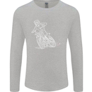 Motocross Bike Line Drawing Dirt Bike MotoX Mens Long Sleeve T-Shirt Sports Grey