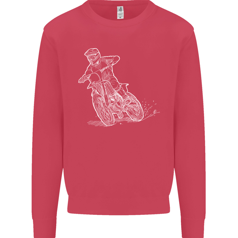 Motocross Bike Line Drawing Dirt Bike MotoX Mens Sweatshirt Jumper Heliconia