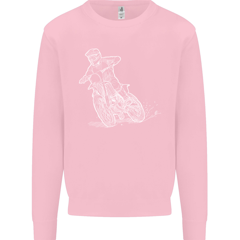 Motocross Bike Line Drawing Dirt Bike MotoX Mens Sweatshirt Jumper Light Pink