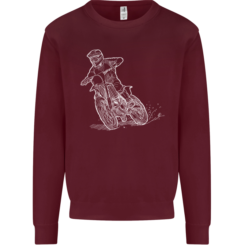 Motocross Bike Line Drawing Dirt Bike MotoX Mens Sweatshirt Jumper Maroon