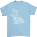Motocross Bike Line Drawing Dirt Bike MotoX Mens T-Shirt Cotton Gildan Light Blue