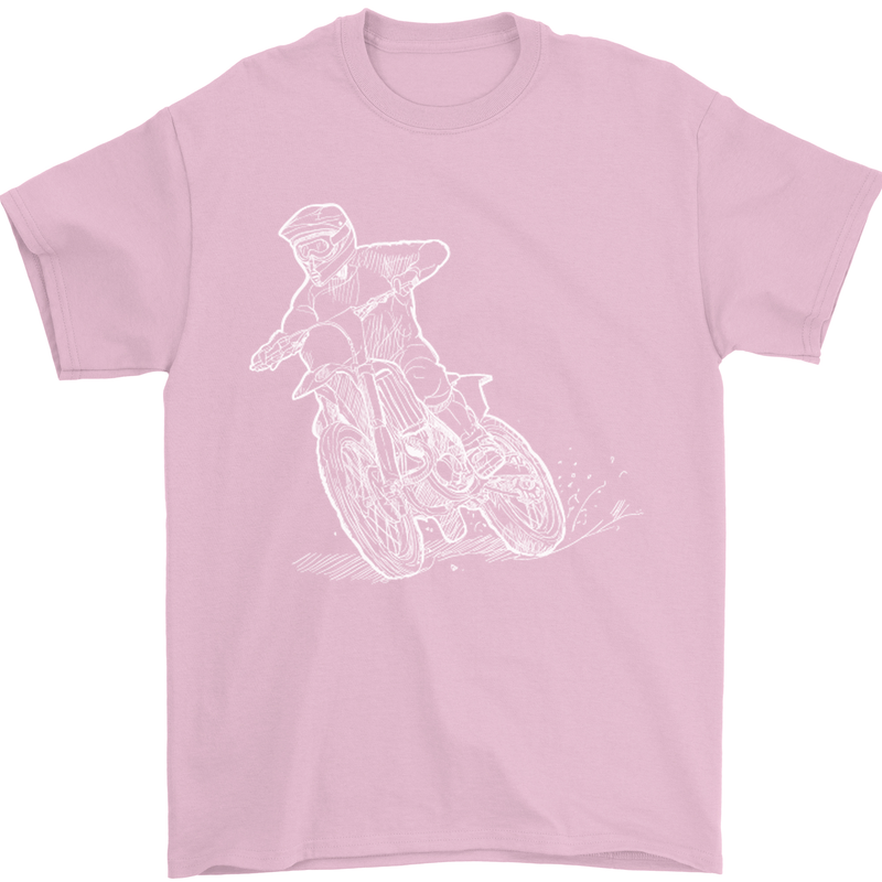 Motocross Bike Line Drawing Dirt Bike MotoX Mens T-Shirt Cotton Gildan Light Pink