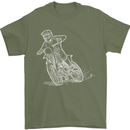 Motocross Bike Line Drawing Dirt Bike MotoX Mens T-Shirt Cotton Gildan Military Green