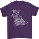 Motocross Bike Line Drawing Dirt Bike MotoX Mens T-Shirt Cotton Gildan Purple
