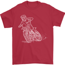 Motocross Bike Line Drawing Dirt Bike MotoX Mens T-Shirt Cotton Gildan Red