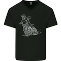 Motocross Bike Line Drawing Dirt Bike MotoX Mens V-Neck Cotton T-Shirt Black