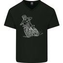 Motocross Bike Line Drawing Dirt Bike MotoX Mens V-Neck Cotton T-Shirt Black