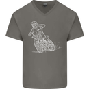Motocross Bike Line Drawing Dirt Bike MotoX Mens V-Neck Cotton T-Shirt Charcoal
