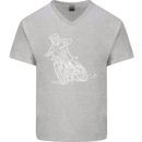 Motocross Bike Line Drawing Dirt Bike MotoX Mens V-Neck Cotton T-Shirt Sports Grey